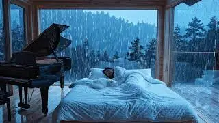 Deep Sleep &ndash; Heavy Rain at Night in a Cozy Cabin | Tropical Forest Storm Ambience