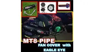 Honda beat fi MT8 pipe x Carbon fan cover with led installation