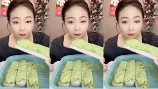 ASMR| Yajie frozen foam ice with matcha powder 🍵🧊| + ONLY BITES