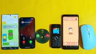 Galaxy A8 + Mouse Calling snapchat on Samsung S24ultra,iPhone X ,Spiral phone,Nokia 105