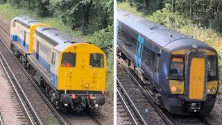 Balfour Beatty Class 20s and Southeastern Class 375s at Great Chart Bridge