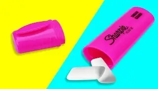DIY SECRET CHEWING GUM CONTAINER! Turn your boring HIGHLIGHTER into a secret storage area!
