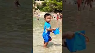 Kids Friendly Beach 🏖️#LiamBeachtime#youtubeshorts#PlayaIbiza