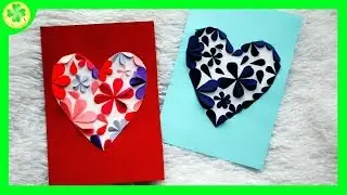 Kartka walentynkowa z papierowych kwiatków / Paper flower Valentine card