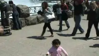Aayushi walking at Niagara Fall walkway