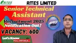 RITES STA Recruitment 2025 | RITES Limited Senior Technical Assistant Vacancy 2025