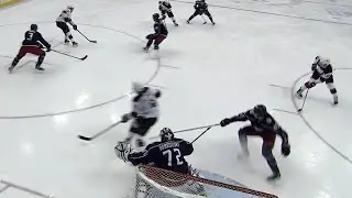 Nico Hischier waits out Blue Jackets to set up Taylor Hall goal