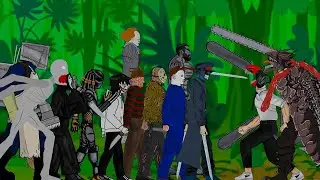 Chainsawman vs Gigachad, Katana, SCP096, Jason, Michael, Freddy,Pennywise,Predator,Jeff,Ghost,Keeper
