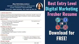 Entry Level Digital Marketing Fresher Resume | ATS Friendly | Download Free!