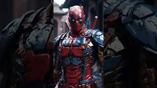 deadpool but cyborg robot Japanese art relics demonic