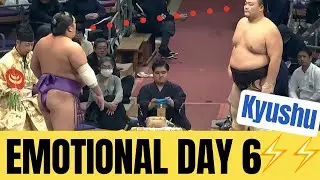 Two behind-the-scenes moments from Day 6 of the Kyushu Basho