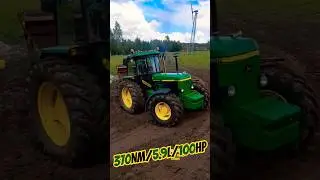 J.Deere 3350 dragging trailer in field/TURN SOUND ON #shorts