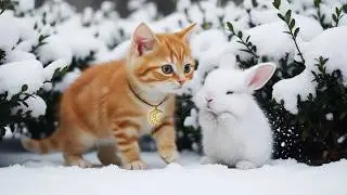 Little Kitten Saves Shivering Bunny & Makes a New Friend! 🐱🐰 Heartwarming Winter Rescue ❤️⛄
