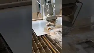 Waterjet cut marble slab 45 degrees slope
