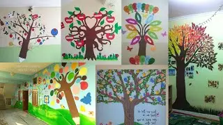 Preschool Paper tree wall decoration ideas/Pre Classroom tree door decoration idea/DIY paper tree