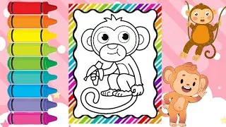 Cute Monkey Coloring 🐒 | Kids Coloring Video #coloring #animalcoloring #coloringanimal