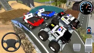 Juegos De Carros - Transporting US Police Monster Trucks #1 - Car Extreme Racing Android \ Gameplay