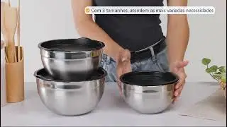 Conjunto de Bowls Tigelas de Inox com Tampa Pl&aacute;stica Electrolux