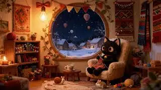 Winter Lofi Jazz ☕ Chill Hiphop Beats 🌙 for Study & Cozy Loki Cat Vibes