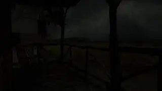 Dark Night Rainfall Under A Porch With Gentle Thunder To Help You Fall Into Deep Sleep