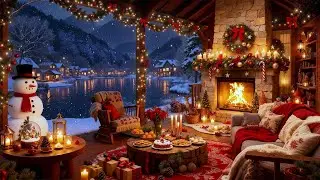 Peaceful Christmas Ambience 🎅 Cozy Winter Cabin with Christmas Jazz & Warm Fireplace Sounds