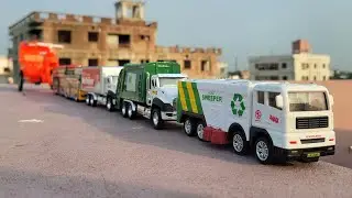 Favorite Vehicles Driving by Hand In the Brick Wall | Road Swiper Truck, Garbage Truck, Rickshaw