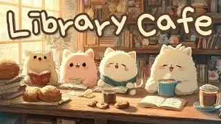 📚🐱 Lofi Cat Library Cafe ☕ Cozy Music for Reading, Study & Relax 🌸