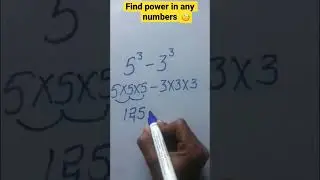 Maths! How to find power in any numbers#shorts#exponent#viral#education