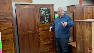 Greene Gamble House Closet Solid Cherry wood Tree Of Life Glass Craftsman Mission Arts and Crafts