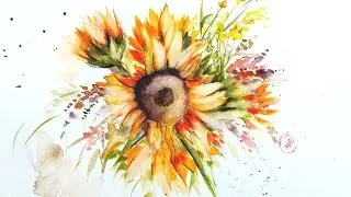 Watercolor Sunflower Painting Demonstration