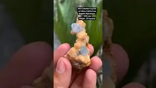 Blue Celestine Crystals on Yellow Calcite from Baghdis Afghanistan