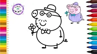 Grandpa Pig Peppa Pig Cute Easy Drawing And Coloring #grandpa #peppapig #rainingcolors