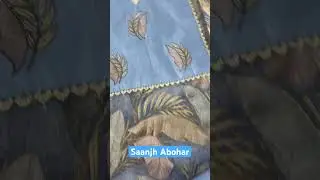 Saanjh #printed cotton shirt neck design and bottom  at machine embiordary  ,patch work.