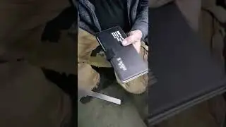 Hardness check of a knife from high-carbon Damascus steel, 250 layers.
