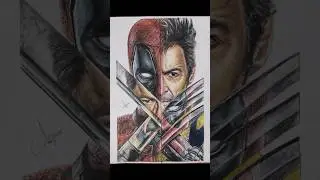 Deadpool And Wolverine🔥Colour Pencil Drawing #viralvideo #art #deadpool #wolverine