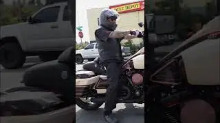 Custom Motorcycle  Cruising City Streets