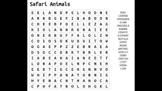 Safari Animals Word Search 🐘