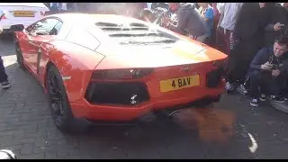 Lamborghini Aventador vs Mercedes C63 AMG INSANE Rev Battle! Flames!
