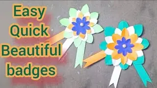 DIY Tri Colour 🇮🇳 Flower Badge | Independence Day Craft | Easy for Beginners @nidhipathshala-p 
