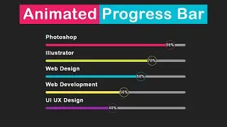 Skills Progress Bar Design Using HTML And CSS | Animated Progress Design