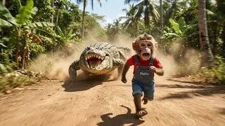 Monkey NaNa Digs a Fish Pond&hellip; But a Ferocious Crocodile Suddenly Appears!  Wild Jungle Story