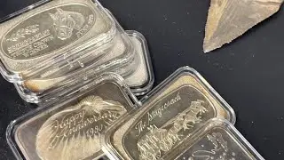 Vintage 1 oz Silver Bars - 8 oz of USSC, Madison Mint, Tentex & Crown Mint for the Guardhouse Box