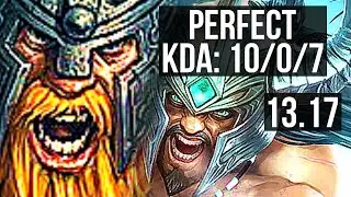 OLAF vs TRYNDAMERE (TOP) | 10/0/7, Legendary, Rank 15 Olaf | EUW Challenger | 13.17