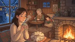 Snow Falling on an Old Village ❄️🔥 | Cozy Fireplace ASMR