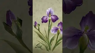 Paint an Iris with me! 💐 #onestroke #paint #iris #shorts #art