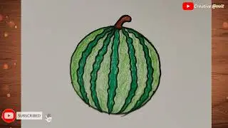 How to draw watermelon | Watermelon easy drawing steps