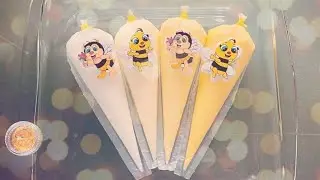 Making &ldquo;Honey Slime&rdquo;🍯 With Funny Piping Bags💛/Most Satisfying Slime Videos 2020/Relaxing ASMR 🐝🍯
