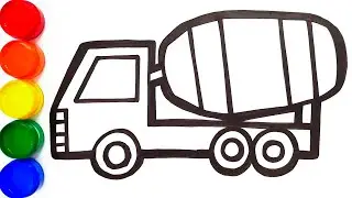 Mixer Truck Drawing, Painting, and Coloring for Kids | How to Draw, Paint, Color Mixer Truck!