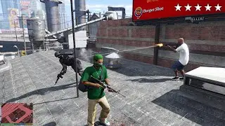 GTA 5 - Lamar, And Stretch FIVE STAR COP BATTLE!