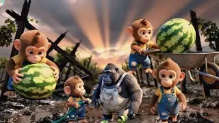 Monkey Team Working In Farm House Boss Gorilla -Cartoon -Video Animals 